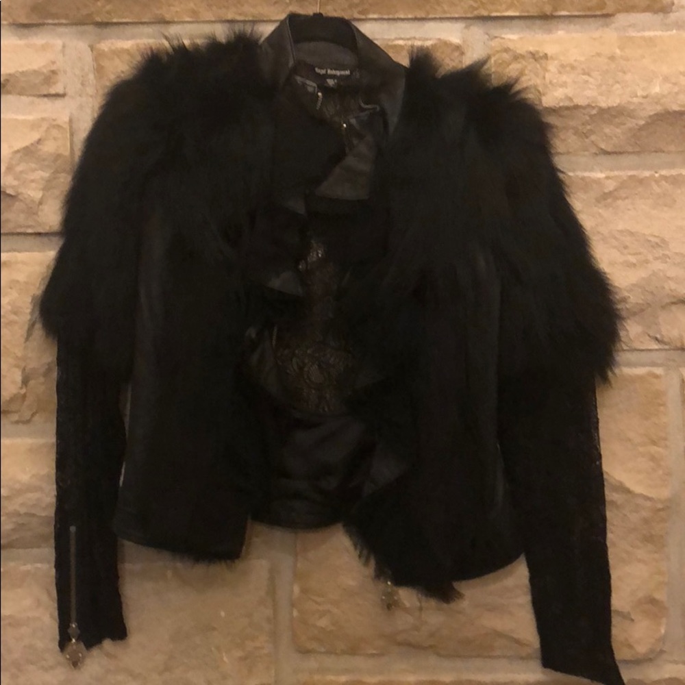 Royal Underground NWT Leather Fox & Lace Jacket